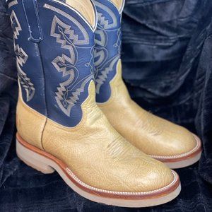 Men's Anderson Bean Cowboy Roper Style Boots Cowhide/Navy uppers and crepe soles